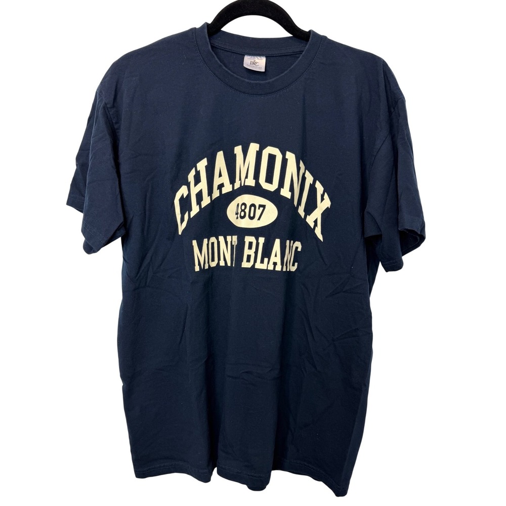 B&C Collection Chamonix Mont Blanc 4807 Graphic T-Shirt Navy Blue Mens Large